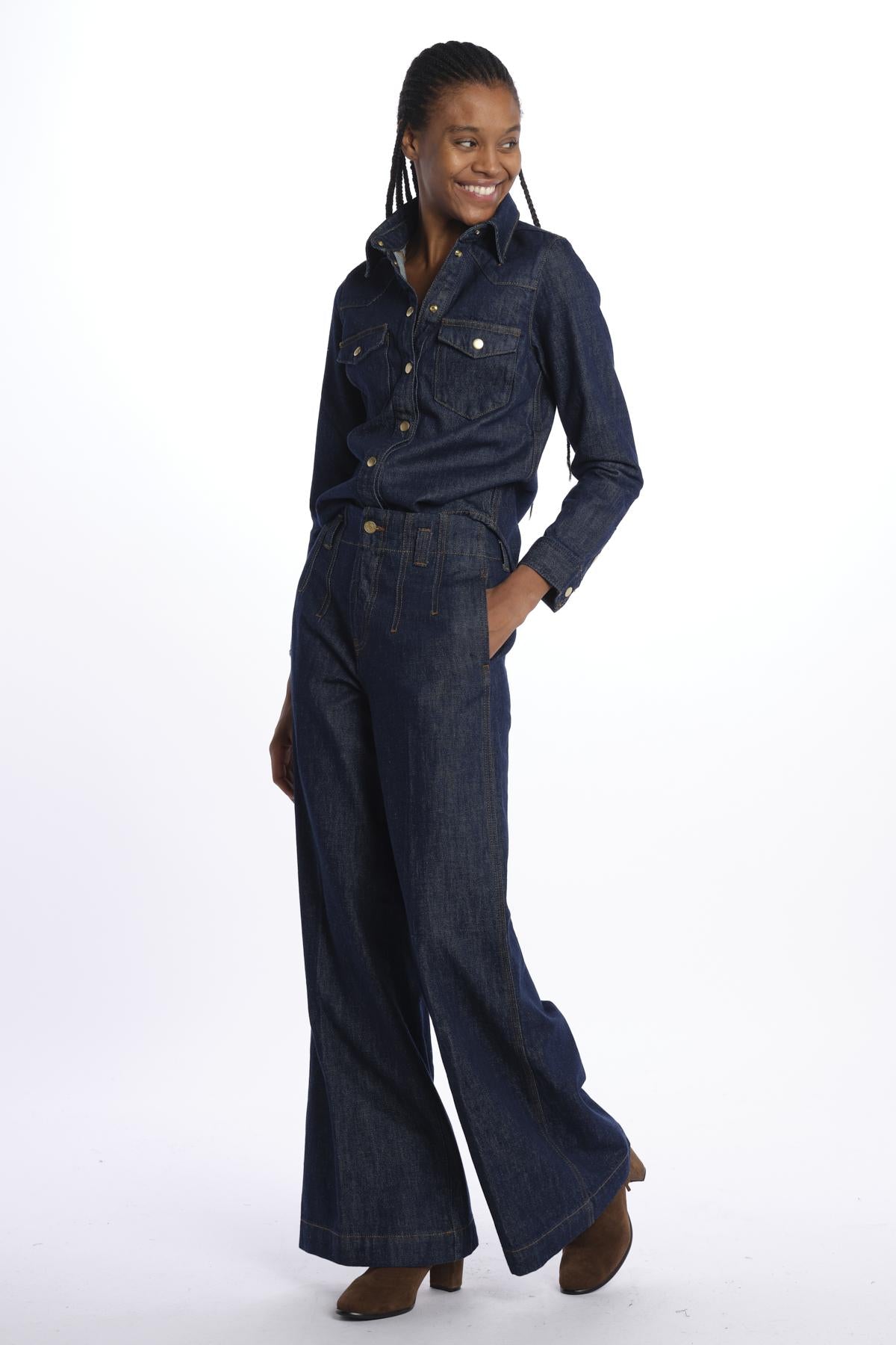 frame DARTED WIDE LEG JEANBLU