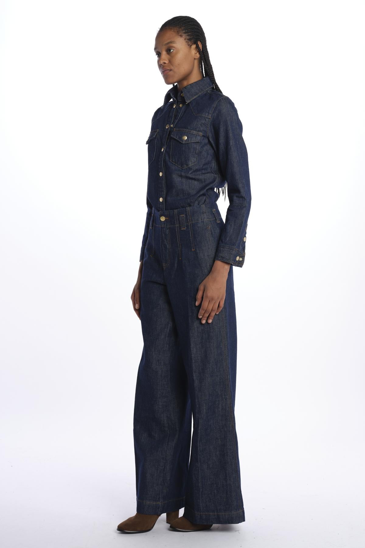 frame DARTED WIDE LEG JEANBLU