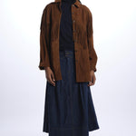 the GREAT THE SUEDE FRINGE SHIRT JACKETCOGNAC