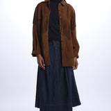 the GREAT THE SUEDE FRINGE SHIRT JACKETCOGNAC